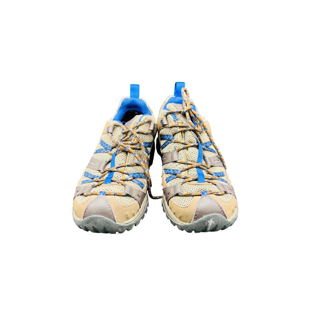 🧗‍♀️ Merrell 7.5 Stone Blue Tan Hiking Trail Shoe Vibram Grip Outdoor Adventure - Picture 3 of 7